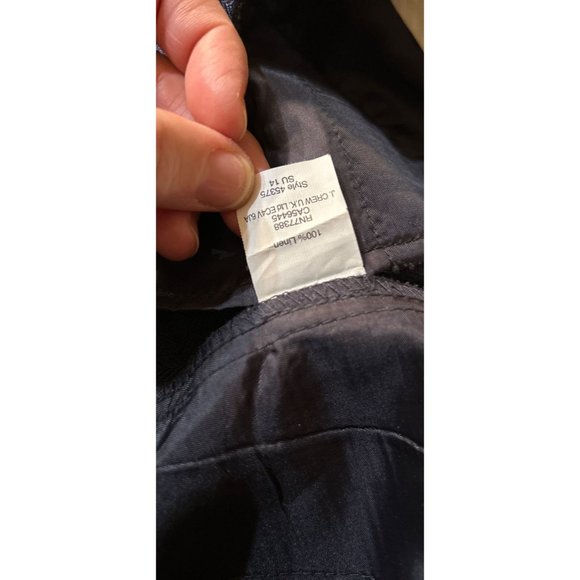 Women's J.Crew 100% Woven Linen Navy Blue Strait Leg Pants Trousers Size 8 - Picture 7 of 10